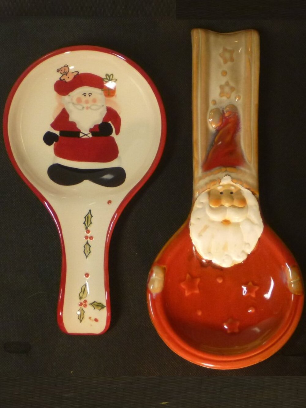 Vintage Kirkland Potter and Le Gourmet Santa Themed Spoon Rests